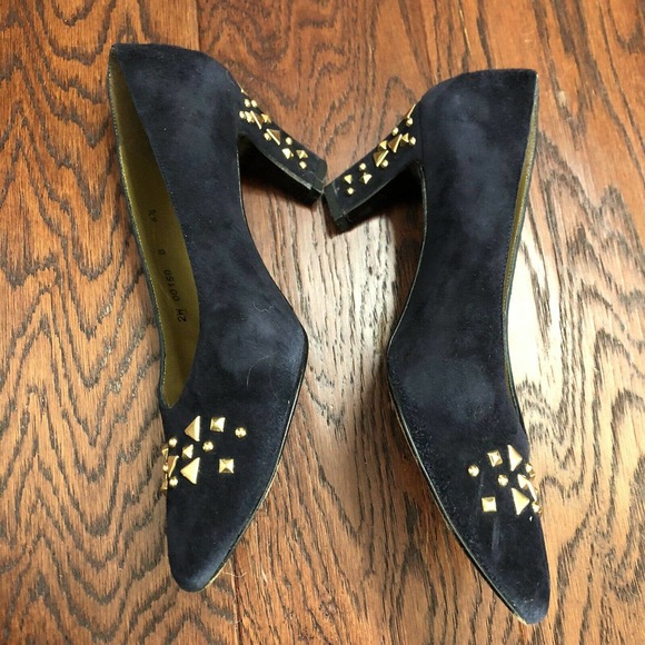 Vintage 80's Stuart Weitzman Blue Suede Heels - Picture 3 of 8